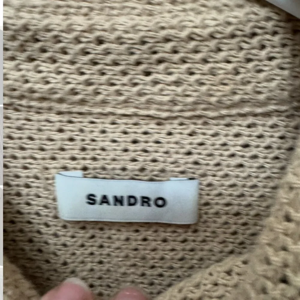 Sandro Tan Mesh Long Sleeve Shirt in Large - Picture 3 of 10